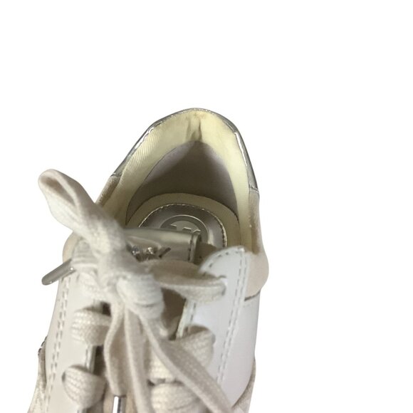 Michael Kors Womens Allie Lace Up Trainers 7M Beige & Metallic MK Monogram - Picture 10 of 16